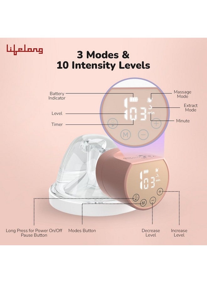 Wearable Breast Pump For Feeding Mothers - Hands Free Electric Breast Feeding Machine With Rechargeable Battery - Bpa Free - 3 Modes 10 Levels Lactation Massage & Extract Milk,1 Yr Warranty