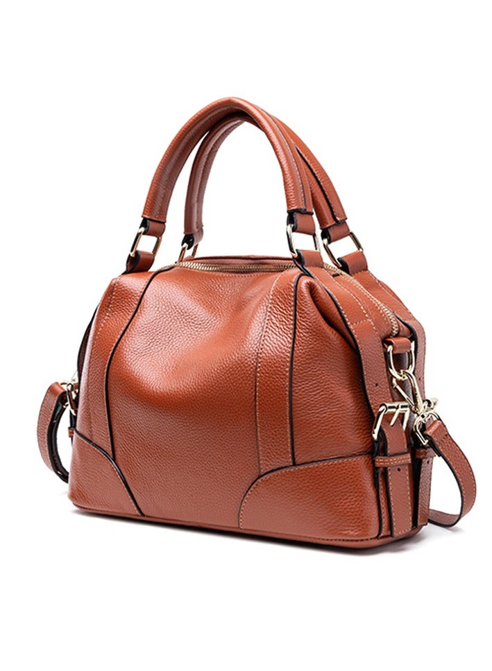 Felicity Brown Women Hobo Shoulder Bag Top layer cowhide Leather Handbag Top-handle Purse Satchel