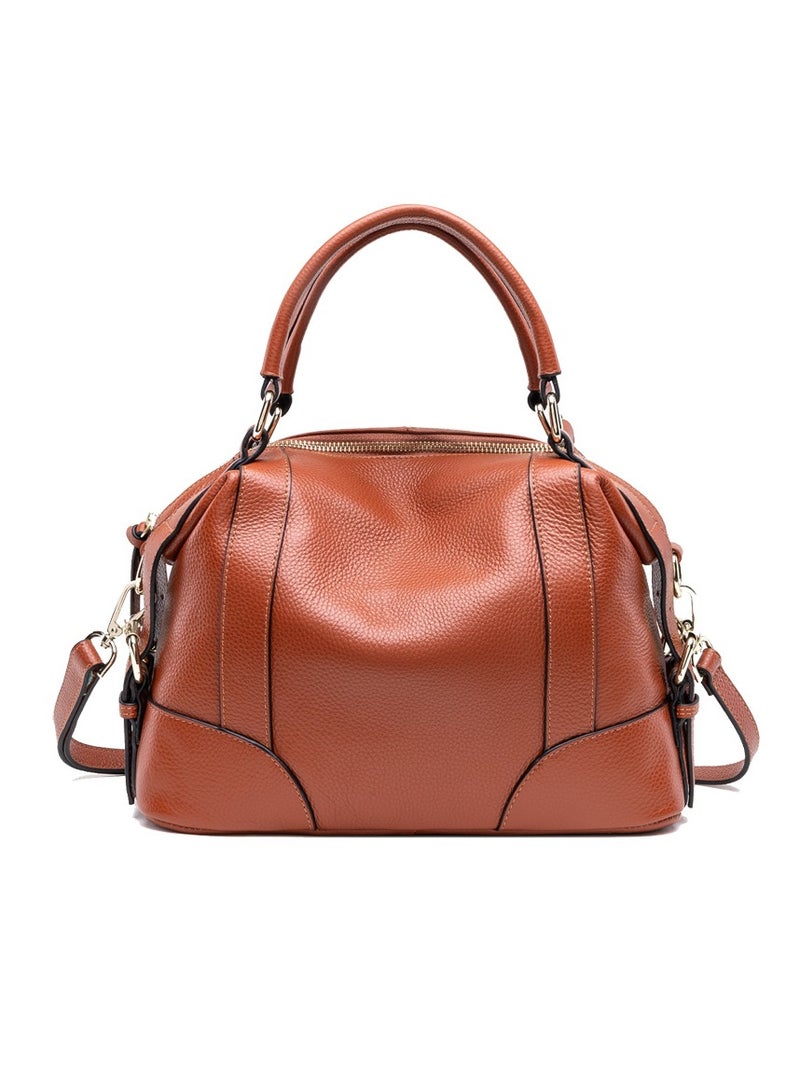 Felicity Brown Women Hobo Shoulder Bag Top layer cowhide Leather Handbag Top-handle Purse Satchel