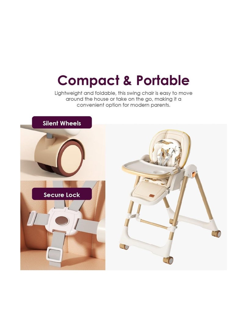 High Chairs for Babies and Toddlers, Space Saver High Chair for Baby Multifunctional Baby Feeding Chair with Adjustable Tray Easy to Clean