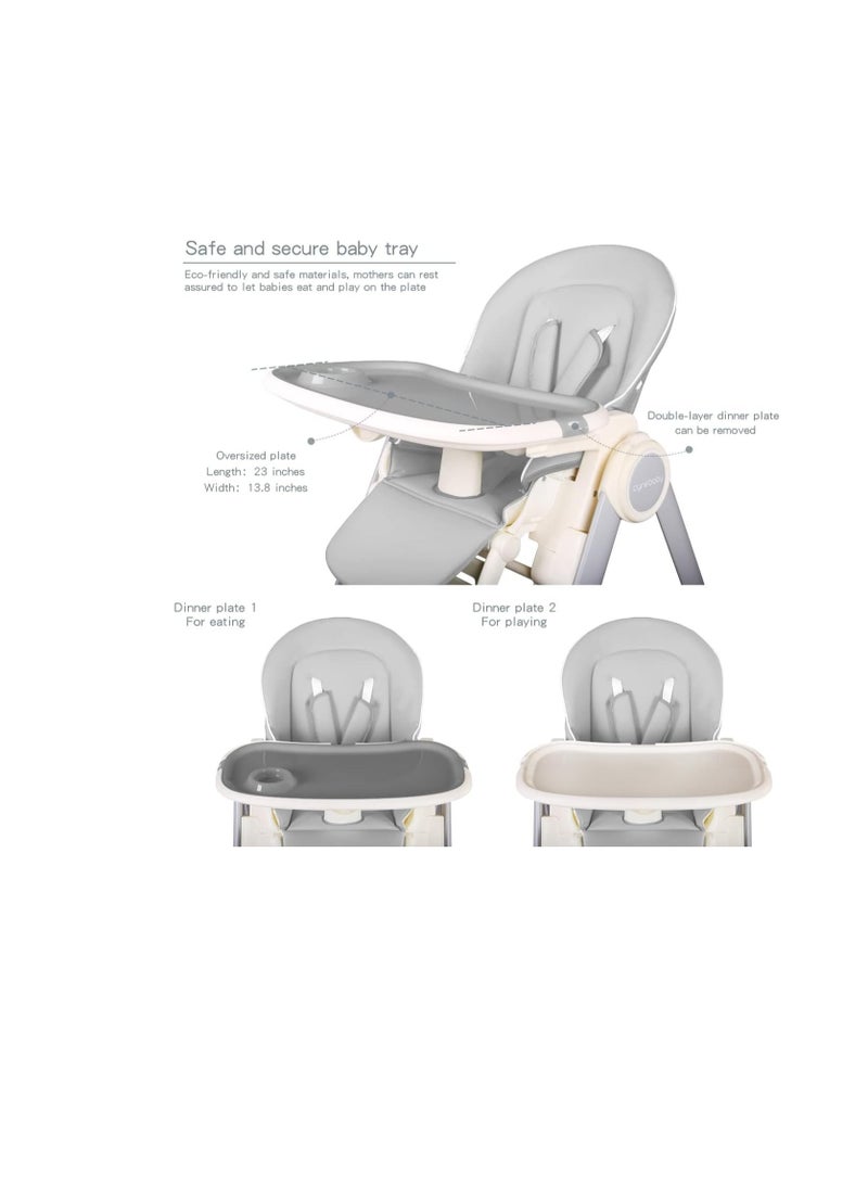 High Chairs for Babies and Toddlers, Space Saver High Chair for Baby Multifunctional Baby Feeding Chair with Adjustable Tray Easy to Clean