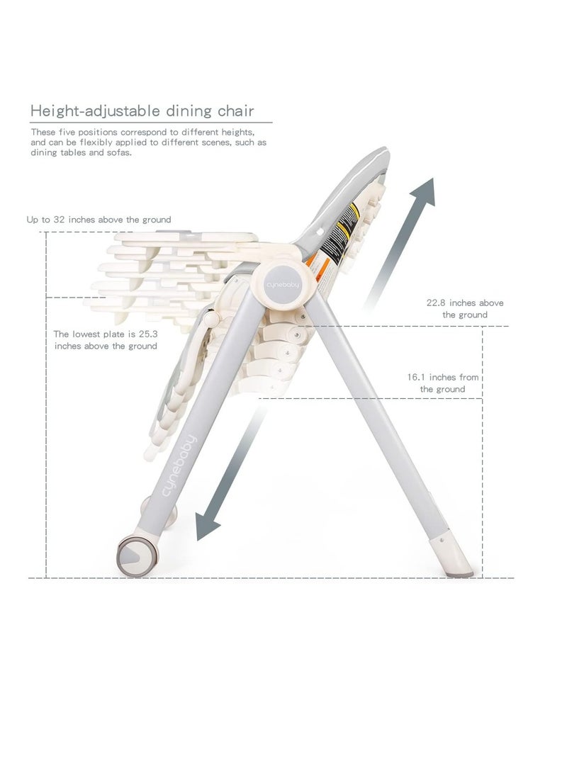 High Chairs for Babies and Toddlers, Space Saver High Chair for Baby Multifunctional Baby Feeding Chair with Adjustable Tray Easy to Clean