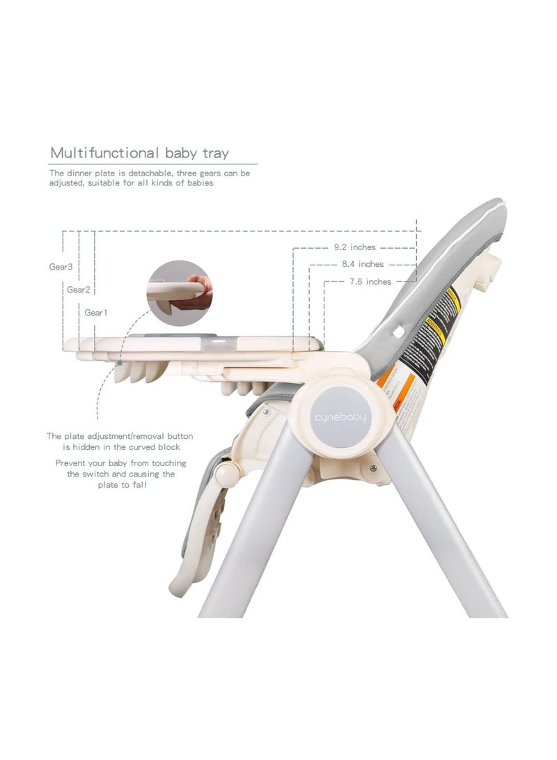 High Chairs for Babies and Toddlers, Space Saver High Chair for Baby Multifunctional Baby Feeding Chair with Adjustable Tray Easy to Clean