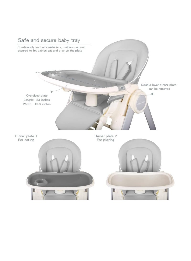 High Chairs for Babies and Toddlers, Space Saver High Chair for Baby Multifunctional Baby Feeding Chair with Adjustable Tray Easy to Clean