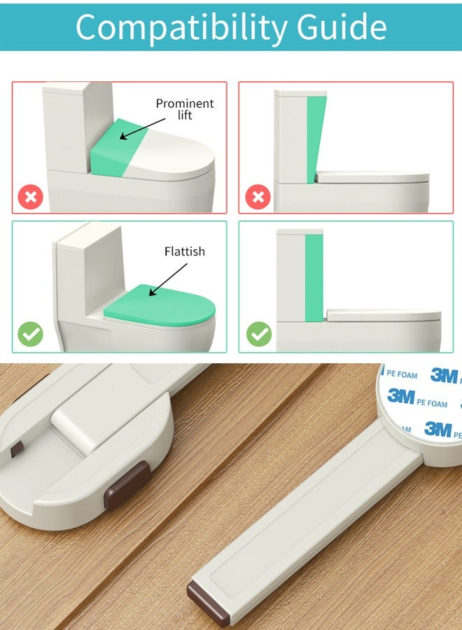 5 Pack Baby Safety Toilet Lock,Child Proof Toilet Seat Lock for Toddlers and Kid Easy to Install with Adhesive, no Tools Need or Drill(White)