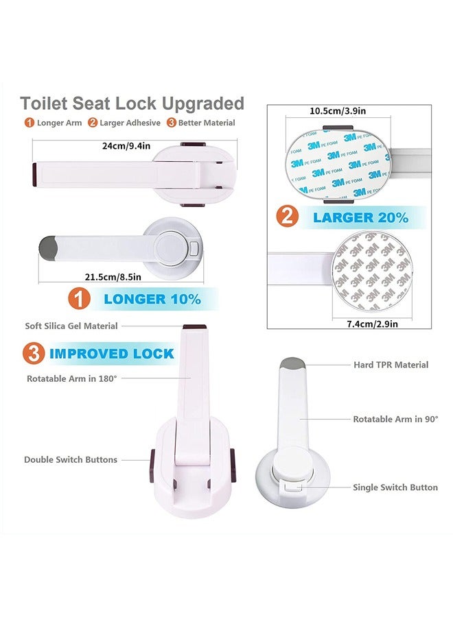 5 Pack Baby Safety Toilet Lock,Child Proof Toilet Seat Lock for Toddlers and Kid Easy to Install with Adhesive, no Tools Need or Drill(White)