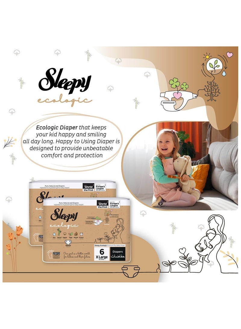 Sleepy Ecologic Size 6 160 Count (New Born) Hypoallergenic Plant-Based, Biodegradable, Sustainable Premium Taped Diapers with high absorption Organic Baby Dry Diaper 3-6 kg 100% leakproof