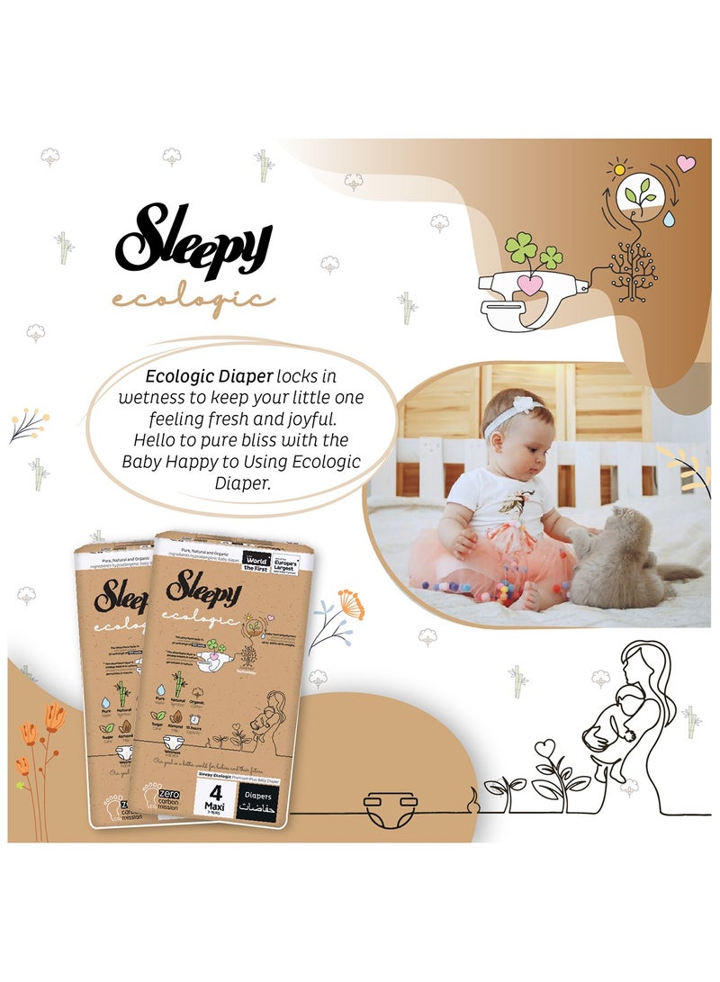 Sleepy Ecologic Size 4 52 Count (New Born) Hypoallergenic Plant-Based, Biodegradable, Sustainable Premium Taped Diapers with high absorption Organic Baby Dry Diaper 3-6 kg 100% leakproof