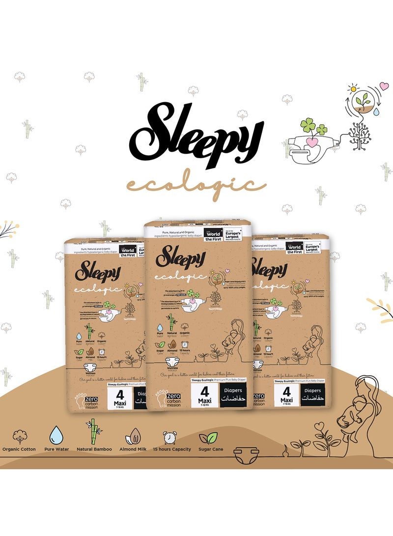 Sleepy Ecologic Size 4 52 Count (New Born) Hypoallergenic Plant-Based, Biodegradable, Sustainable Premium Taped Diapers with high absorption Organic Baby Dry Diaper 3-6 kg 100% leakproof