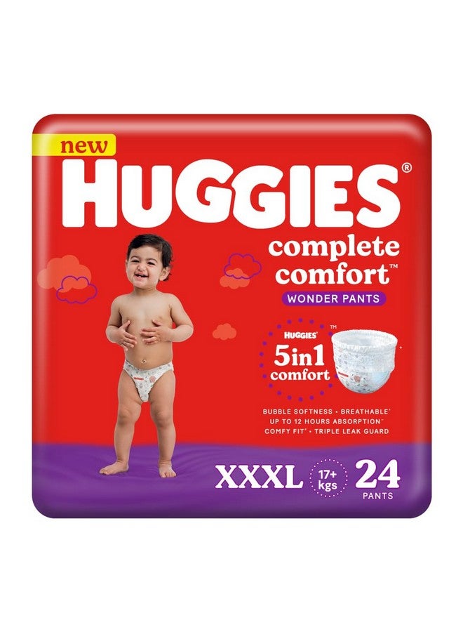 Complete Comfort Wonder Pants Triple Extra Large (Xxxl) Size (17 Kgs+) Baby Diaper Pants, 24 Count|5 Benefits In 1 Diaper| Bubble Bed Softness | Upto 12 Hour Overnight Absorption