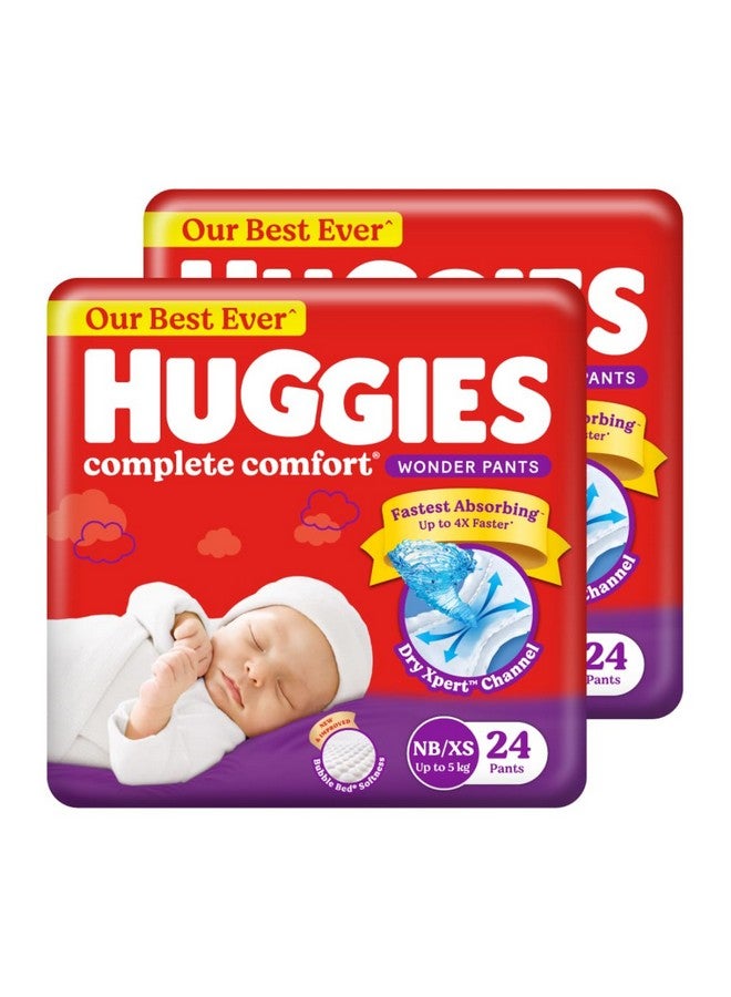 Complete Comfort Wonder Pants | Pant Style Baby Diapers New Born / Xs Size, 48 Count | India'S Fastest Absorbing Diaper, Patented Dry Xpert Channel, Ideal For 0-5 Kgs