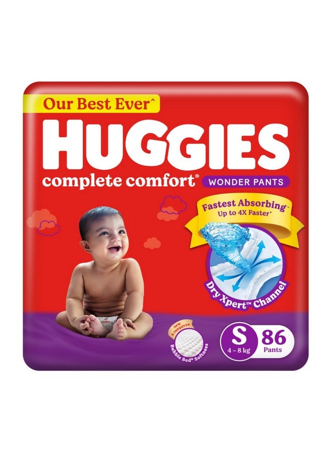 Complete Comfort Wonder Pants | Pant Style Baby Diapers S Size, 86 Count | India'S Fastest Absorbing Diaper, Patented Dry Xpert Channel, Ideal For 4 To 8 Kgs