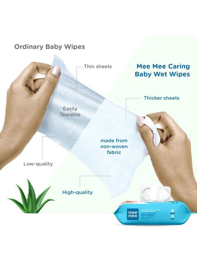 Caring Baby Wet Wipes With Lid, 72 Pcs (Aloe Vera, Pack Of 3)