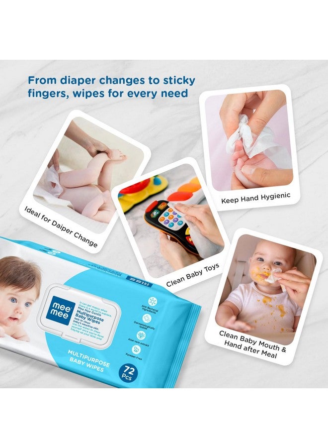 Baby Wet Wipes (72 Wipes, Pack Of 3) With Aloe Vera Extract And Fliptop Lid | Cleansing Wipes Combo