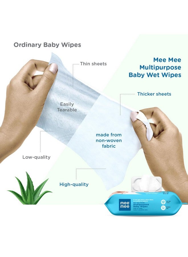 Baby Wet Wipes (72 Wipes, Pack Of 3) With Aloe Vera Extract And Fliptop Lid | Cleansing Wipes Combo