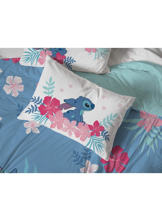 Jay Franco Disney Lilo & Stitch Paradise Dream 7 Piece Queen Bed Set - Includes Reversible Comforter & Sheet Set Bedding - Super Soft Fade Resistant Microfiber (Official Disney Product)