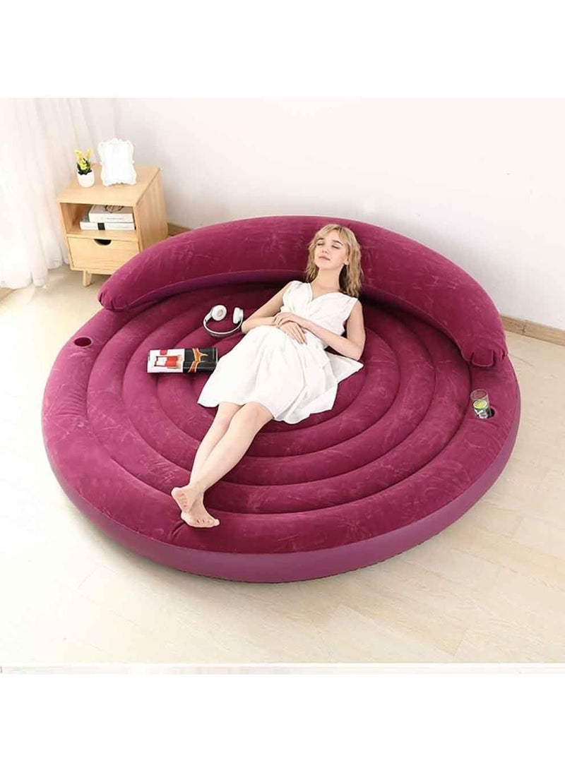 Inflatable Mattress Single or Double Air Cushion Lazy Sofa Bed Circular Folding Bedroom Living Room Outdoor Camping Equipment