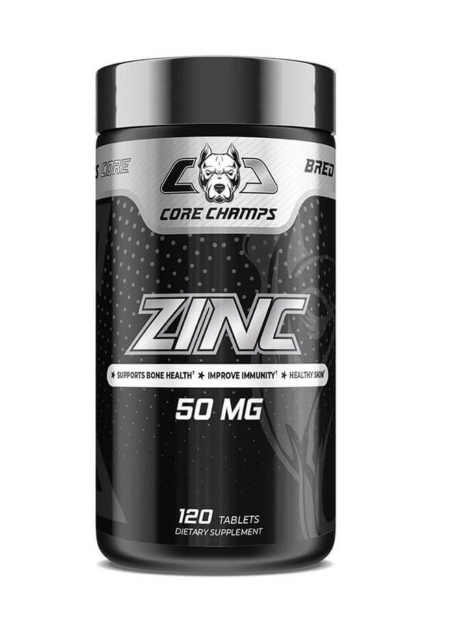 CORE CHAMPS, ZINC, SUPPORTS BONE HEALTH, 50MG,120 TABLETS