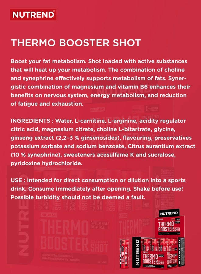 Thermobooster Shot - 20 x 60 ml - Grapefruit Flavor - Caffeine free, Sugar free - Weight Management Energy Drink - Boosts Metabolism & Energy