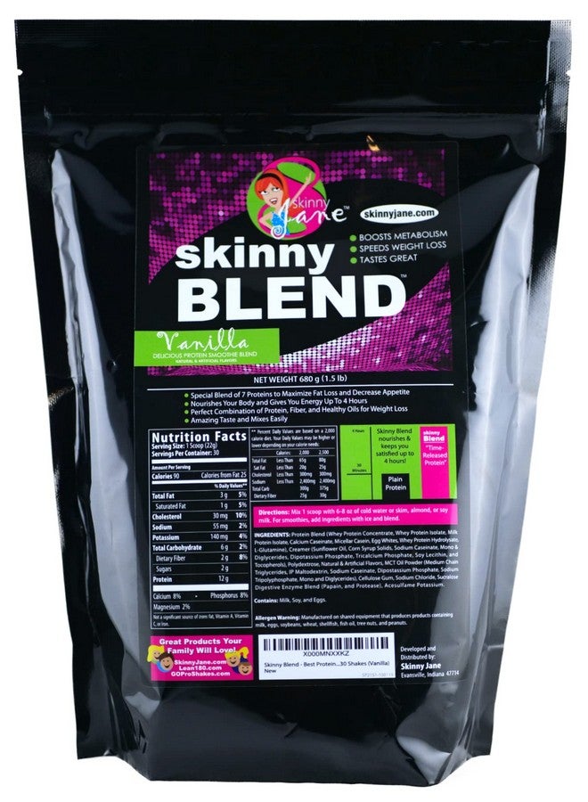 Skinny Blend - Best Tasting Protein Shake For Women - Slim Fast Weight Loss Shakes - Meal Replacement - Low Carb Breakfast - Diet Supplement - Appetite Suppressant - 30 Delicious Shakes (Vanilla)