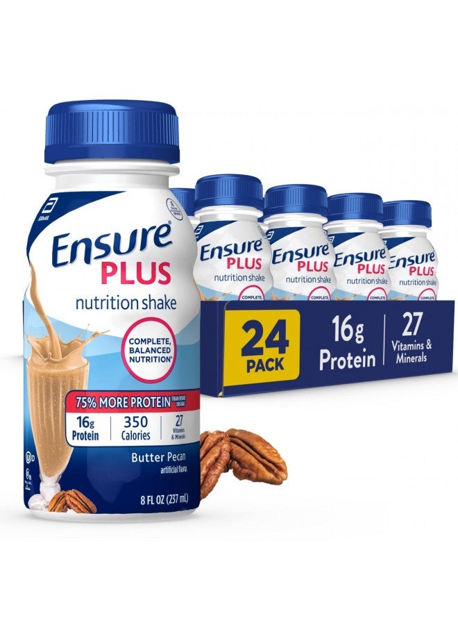 Ensure Plus Nutrition Shake with 16 grams of protein, Meal Replacement Shakes, Butter Pecan, 8 Fl Oz (Pack of 24)