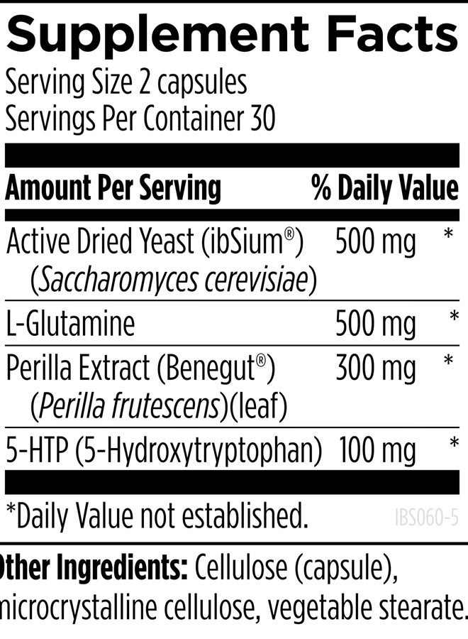 IB Synergy - Support GI Health, Digestion + Brain-Gut Connection - Enteric Nervous System Support Supplement with 5-HTP, L-Glutamine + Saccharomyces (60 Capsules)