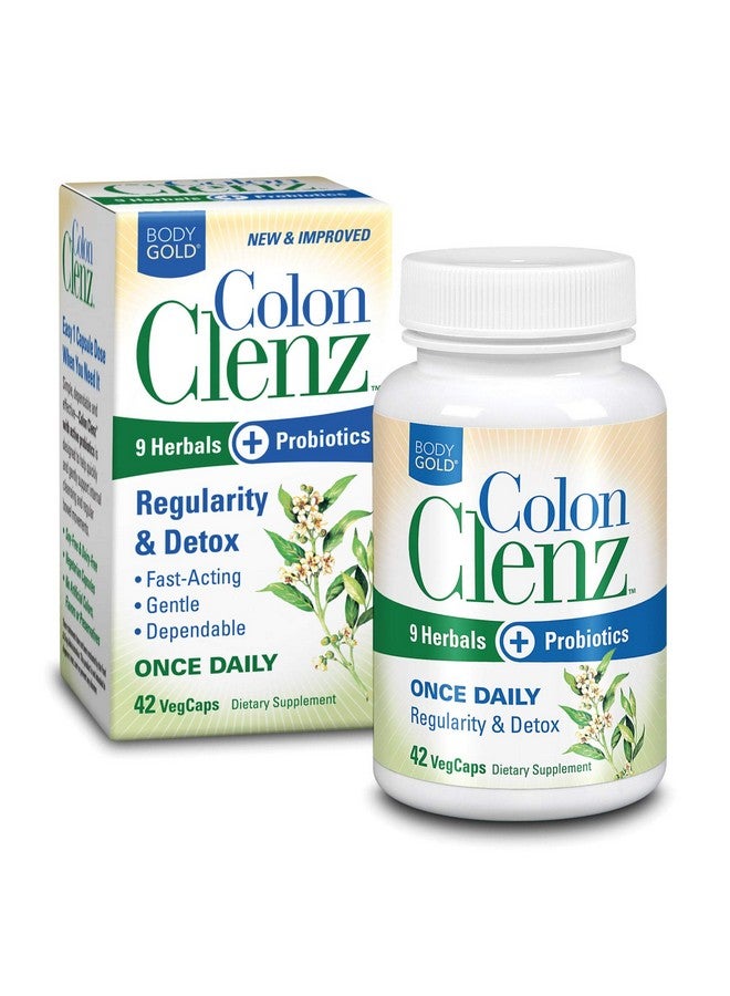 Colon Clenz & Detox Overnight Formula | Once Daily With 9 Herbs + Active Probiotics | Constipation Relief For Adults | Bloating Relief For Women & Men 42Ct