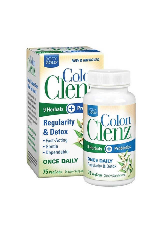 Colon Clenz Regularity & Detox Formula | Once Daily Support With 9 Herbs + Active Probiotics | 75 Ct