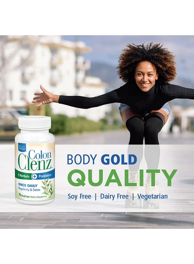 Colon Clenz Regularity & Detox Formula | Once Daily Support With 9 Herbs + Active Probiotics | 75 Ct