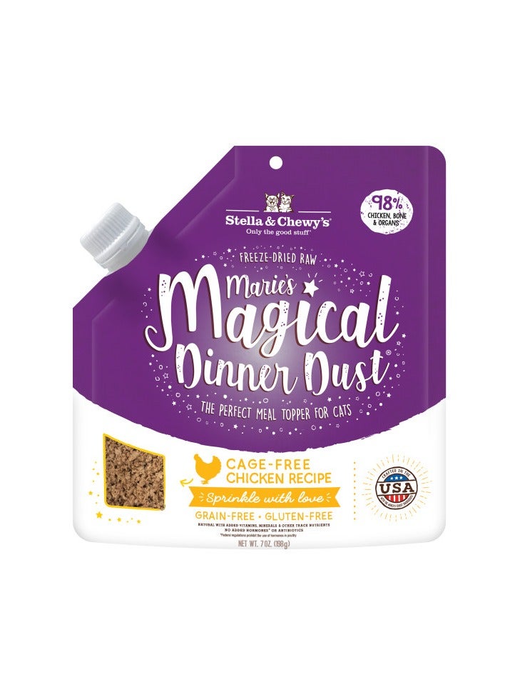 Stella & Chewys Marie’s Magical Dinner Dust Cat Cage Free Chicken Recipe- 7 oz, Stella & Chewy's, Magical Dinner Dust, Cat Dinner Dust, Cat Kibble Topper, Stella & Chewy's Cat Food, Stella & Chewy's Freeze-Dried Raw, Cat Topper, Cat food