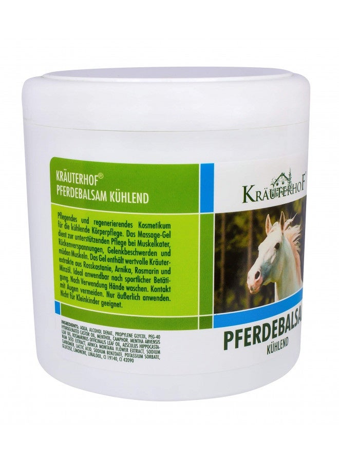 Kräuterhof Horse Balm Cools And Revitalises Precious Herbal Extracts From Horse Chestnut Arnica Rosemary And Mint Oil 500 Ml Tub Sealed With Aluminum Foil