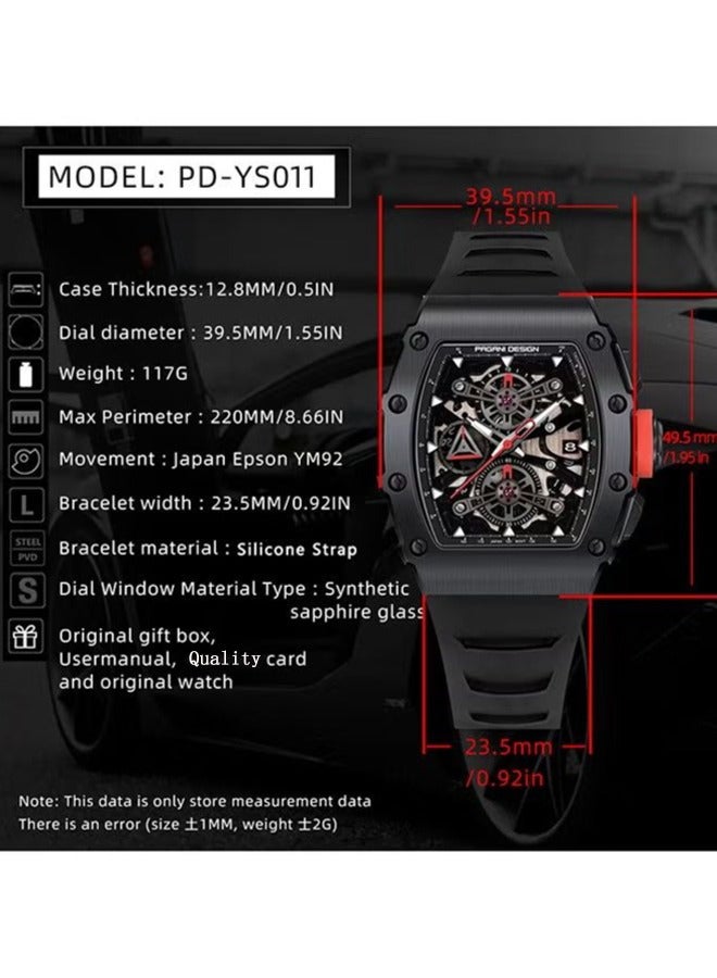 Men's quartz watch, men's stainless steel waterproof watch, business watch, travel watch PD--YS011 black