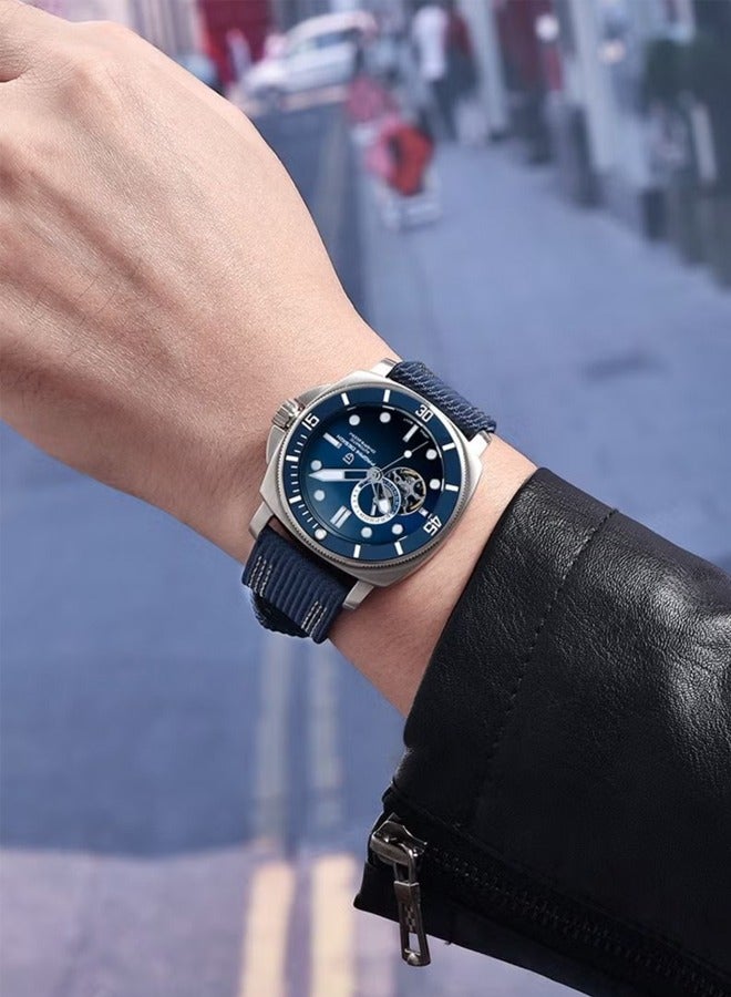 Men's Automatic NH39 Movement Watch, Sports Nylon Strap, 200m Waterproof Sports Watch Blue