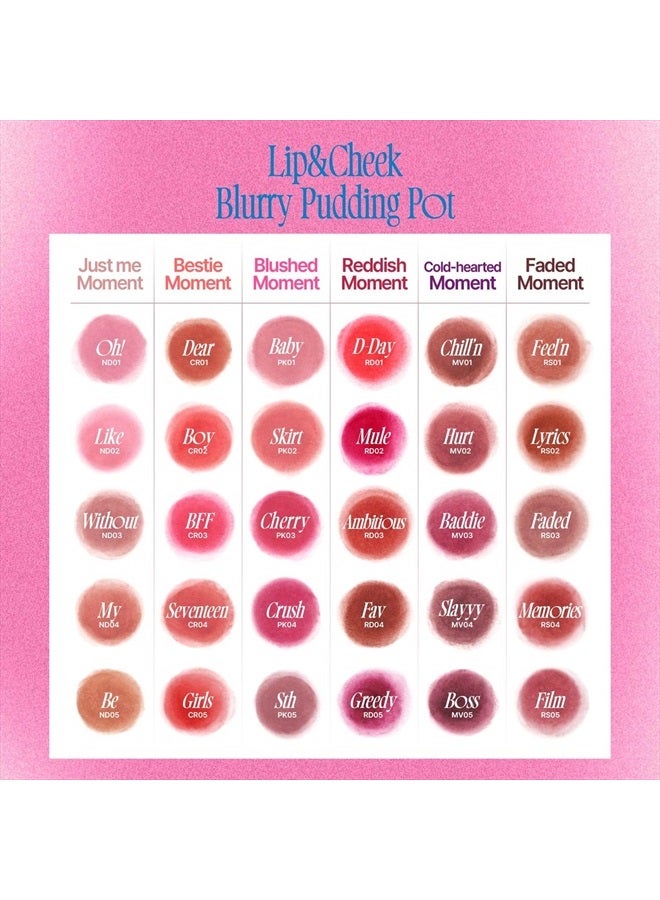 Lip&Cheek Blurry Pudding Pot | Bestie Moment - BFF | Makeup Blush, Buildable Lightweight, Multi-Use Soft Matte Finish | 5g