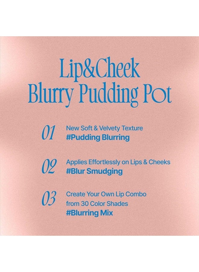 Lip&Cheek Blurry Pudding Pot | Just me Moment - Without | Makeup Blush, Buildable Lightweight, Multi-Use Soft Matte Finish | 5g
