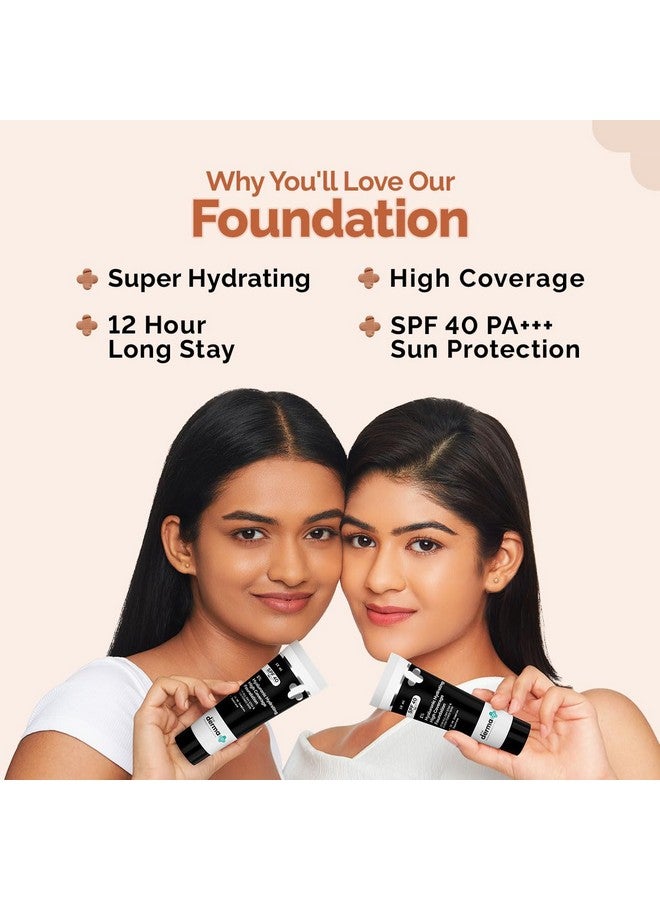 . 1% Hyaluronic Hydrating High Coverage Foundation With Spf 40 Pa+++ For 12 Hour Long Stay & 12 Hour Oil Control | For All Skin Types & Even Skin - 18Ml (03 Natural, 18Ml)