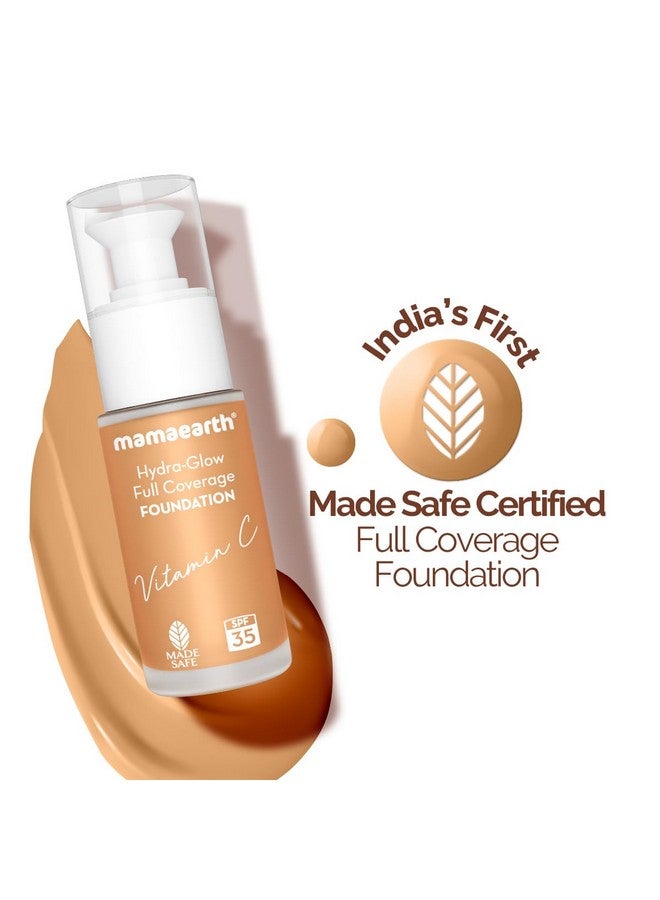 Hydra-Glow Full Coverage Dewy Finish Liquid Foundation With Vitamin C & Turmeric- 30 Ml|Full Coverage|Gives 3X Instant Glow|12-Hour Long Stay & Hydration|Spf 35|Non-Drying (04 Sun Glow)