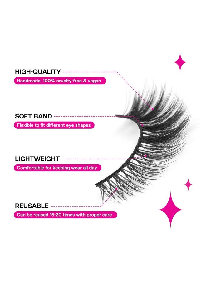 False Eyelash, Eye Makeup Lash 3D Faux Mink Fake Eyelash Long Natural Eyelashes 3 Pairs With 5G False Eyelash Glue (Cs01)