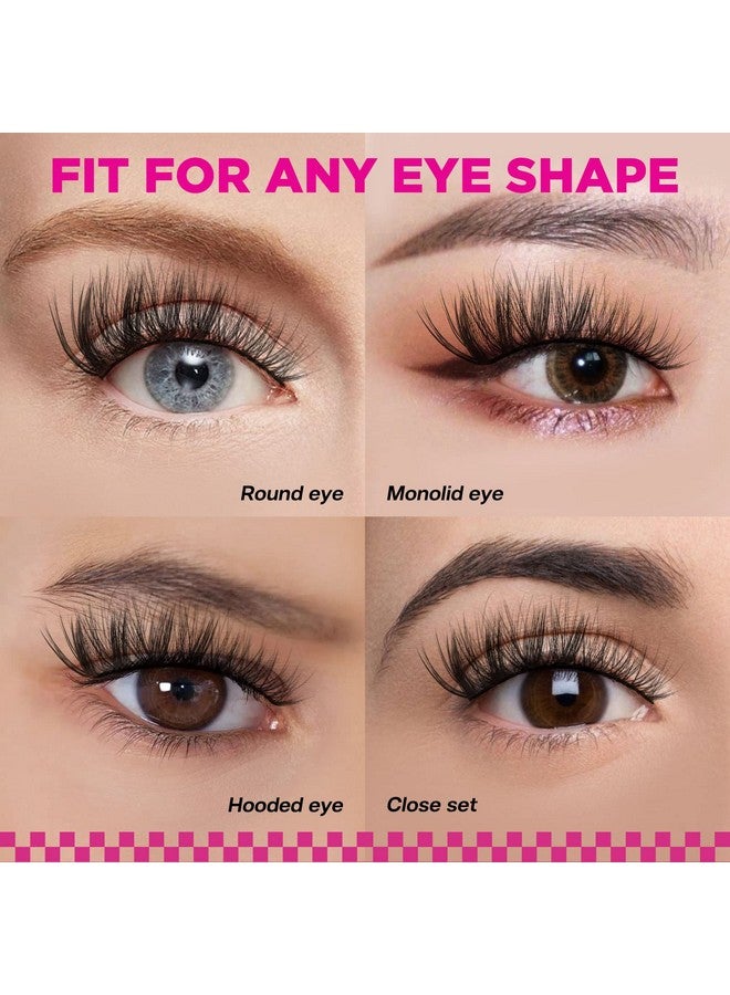 False Eyelash, Eye Makeup Lash 3D Faux Mink Fake Eyelash Long Natural Eyelashes 3 Pairs With 5G False Eyelash Glue (Cs01)