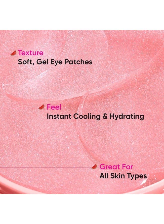 Watermelon Cooling Hydrogel Under Eye Patches For Dark Circles & Puffiness Reduction | With Hyaluronic & Niacinamide | Eye Patches | Instantly Hydrates Cools & Depuffs | 60 Patches