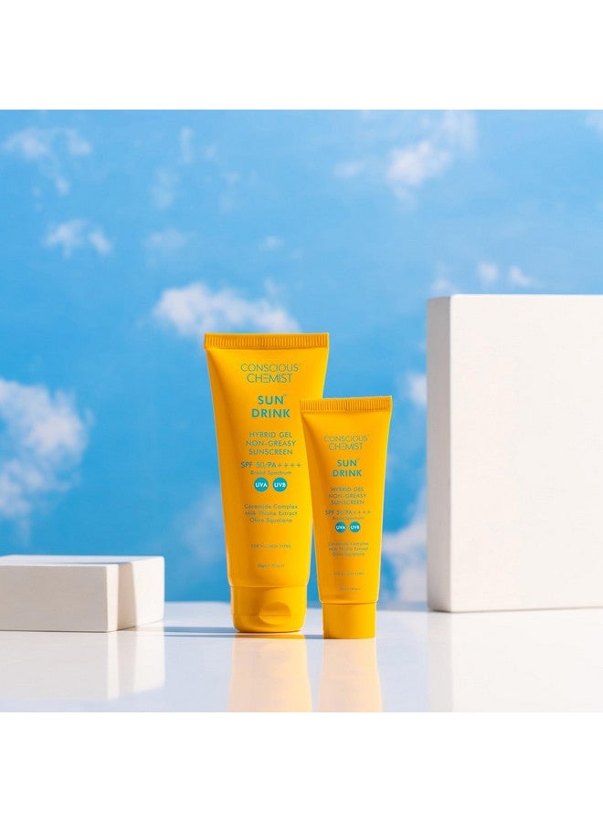 ® Sunscreen Spf 50 Pa++++ | 50G | Gel Sunscreen, Sun Cream With Ceramides, Milk Thistle Extract & Olive Squalane, Hybrid Lightweight, No White Cast, All Skin Types - Sun Drink