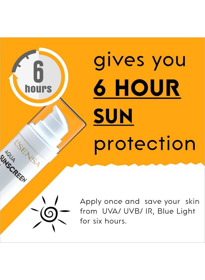 Sunscreen Spf 50 For Oily Skin, Anti-Tan, Waterproof Sun Cream, 1% Hyaluronic Aqua Gel, Free From Oxybenzone, For Oily, Combination & Ace Prone Skin, Make-Up Friendly For Women & Men, 50Gram