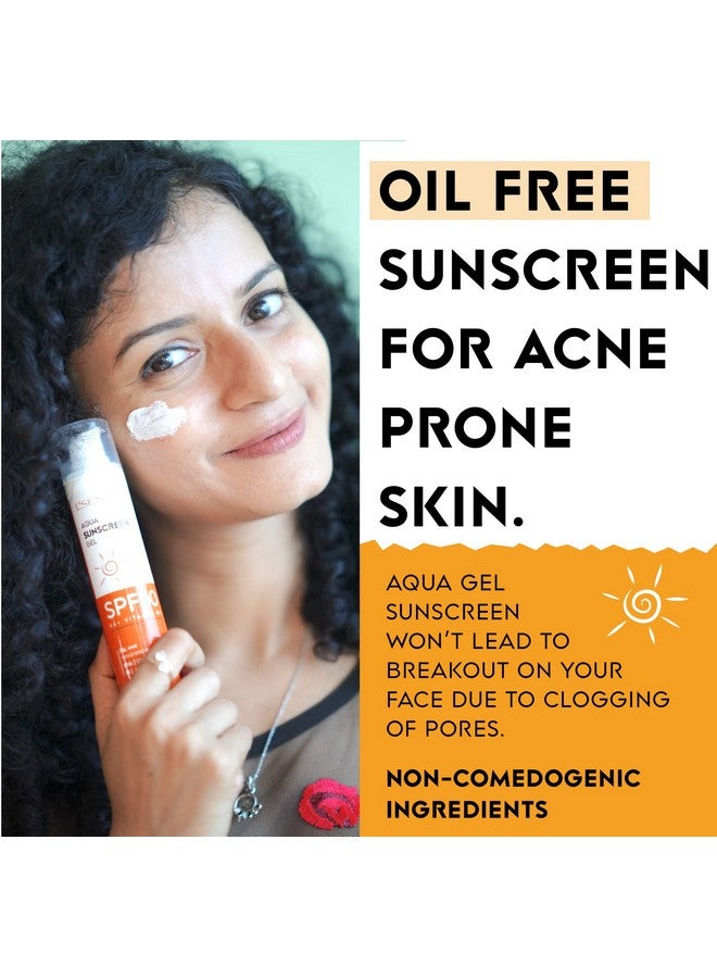 Sunscreen Spf 50 For Oily Skin, Anti-Tan, Waterproof Sun Cream, 1% Hyaluronic Aqua Gel, Free From Oxybenzone, For Oily, Combination & Ace Prone Skin, Make-Up Friendly For Women & Men, 50Gram