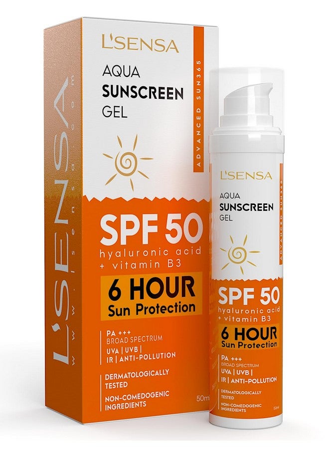 Sunscreen Spf 50 For Oily Skin, Anti-Tan, Waterproof Sun Cream, 1% Hyaluronic Aqua Gel, Free From Oxybenzone, For Oily, Combination & Ace Prone Skin, Make-Up Friendly For Women & Men, 50Gram