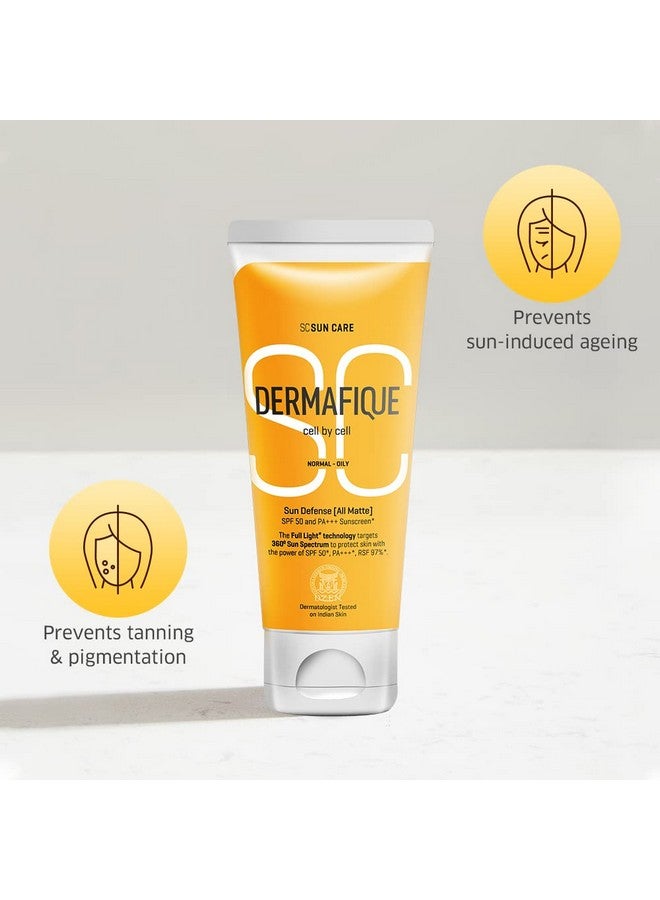 Sun Defense All Matte, Spf 50, Pa +++ Sunscreen 50G, For Normal - Oily Skin, 360 Degree Sun Spectrum Protection, Prevents Tanning & Photaging, Protects From Uva,Uvb,Ir & Visible Light, Dermatologist Tested On Indian Skin, For Men & Women