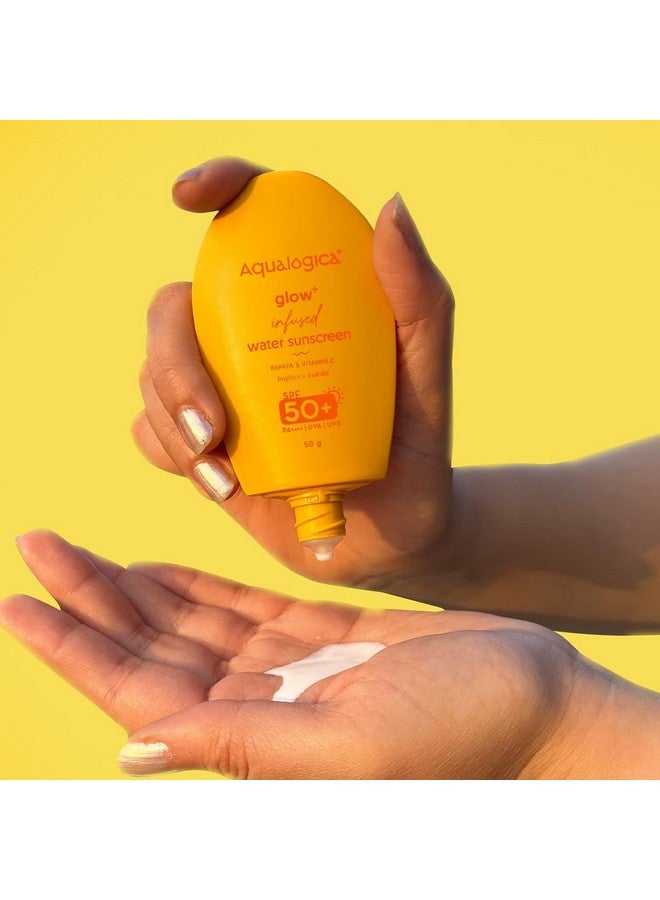 Glow+ Nfused Water All Skin Type Sunscreen Spf 50+ Pa++++ With Papaya&Vitamin C Ultralight Water-Infused Formula Gives Glowing&Hydrated Skin Lightweight,Hydrating And No White Cast - 50G