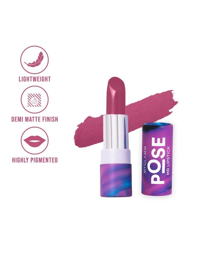 Pose Hd Lipstick-Rose Pink (Pink)-4 Gm | Matte Lipstick | Enriched With Moringa Oil & Vitamin E | Long-Lasting & Moisturising