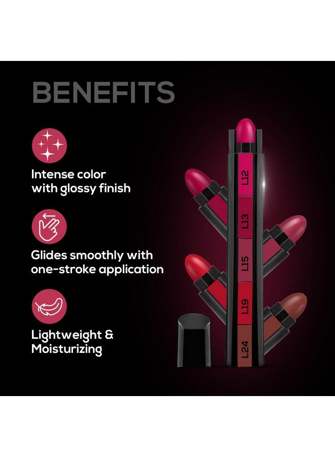 Fab 5 Glossy 5 In 1 Lipstick 7.5 Gm - Five Shades In One - Moisturizing & Nourishing, Long Lasting, Glossy Finish - Intense Color Payoff - Compact, Glides Smoothly With One-Stroke Application