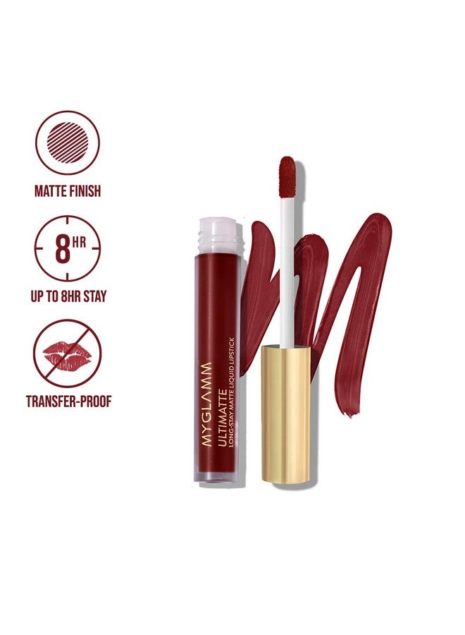 Ultimatte Long Stay Matte Liquid Lipstick - Plum Beauty (Burgundy) | Long Lasting Lipsticks For Women With 8Hr Stay | No-Smudge & Waterproof | Intense Colour | Moisturising Formula | 2.5Ml