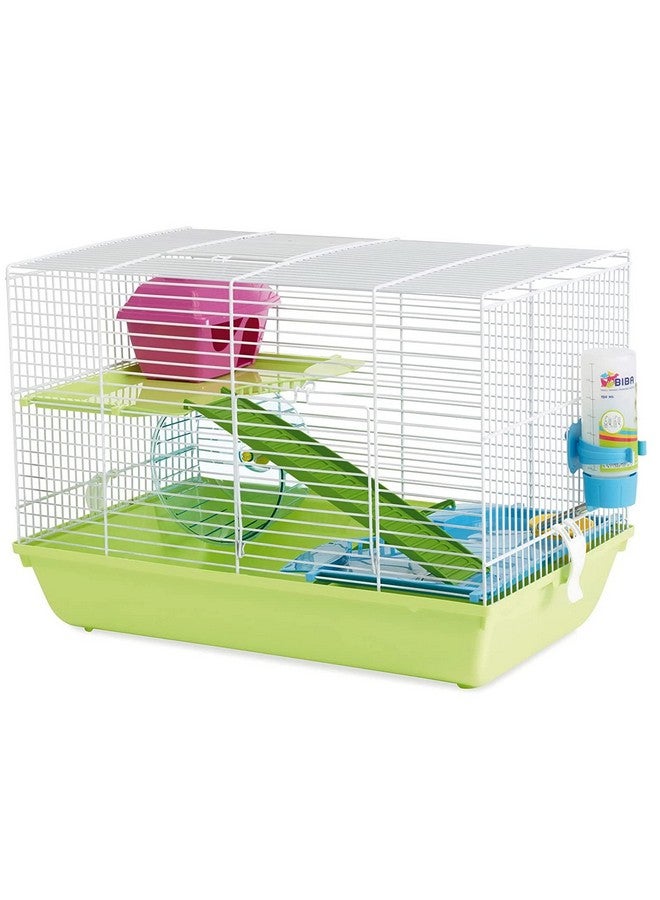 Martha Triple Hamster & Guniea Pigs Cage, Cage Contains A House, Two Platforms, Ladder, Bowl, Exercise Wheel, And Bottle, Fun And Activity Cage For Small Pets, 19 X 12 X 14 Inch